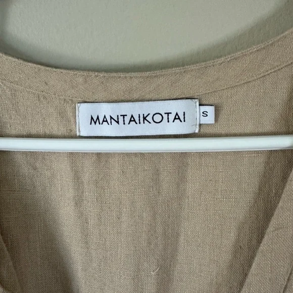 Mantaikotai Beige Lisbon Linen Wrap Dress Lisbon S - Picture 6 of 6